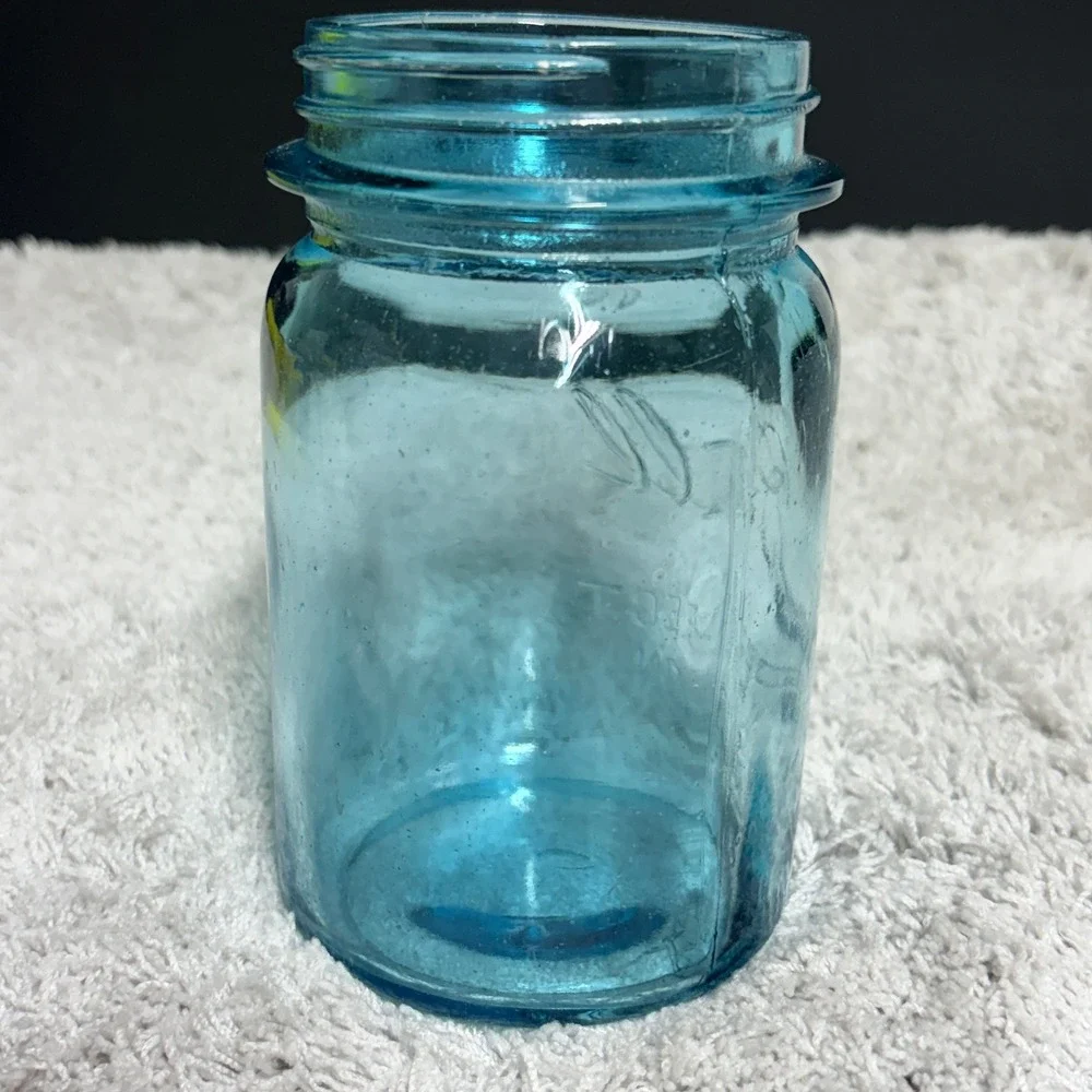 Vintage Ball‎ Perfect Mason Jar Aqua Blue Glass with Presto Aluminum 1910-1933